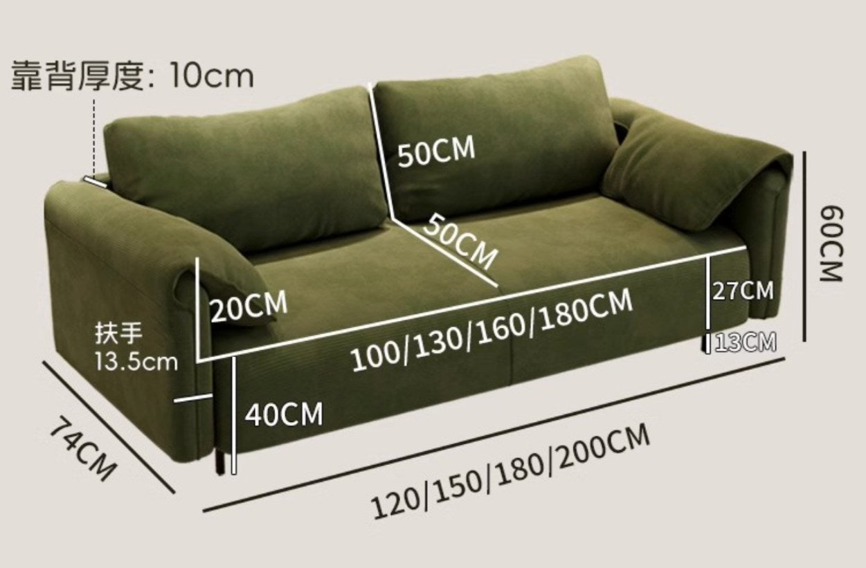<包送貨包安裝>小户型復古風灯芯絨直排懶人沙發CG002