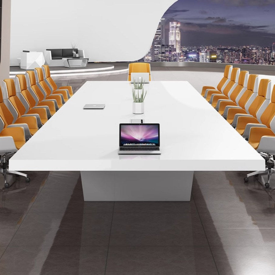 <包送貨包安裝>簡約白色鋼琴烤漆會議長桌TOF18