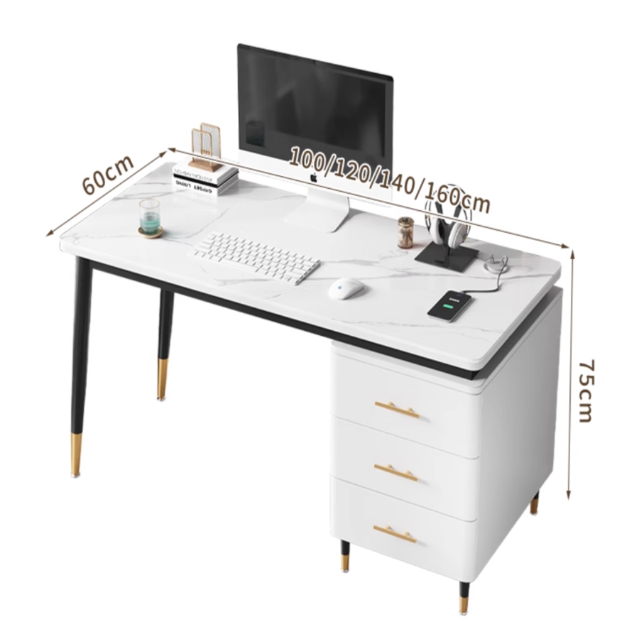 <包送貨包安裝>岩板抽屜電腦檯TT006